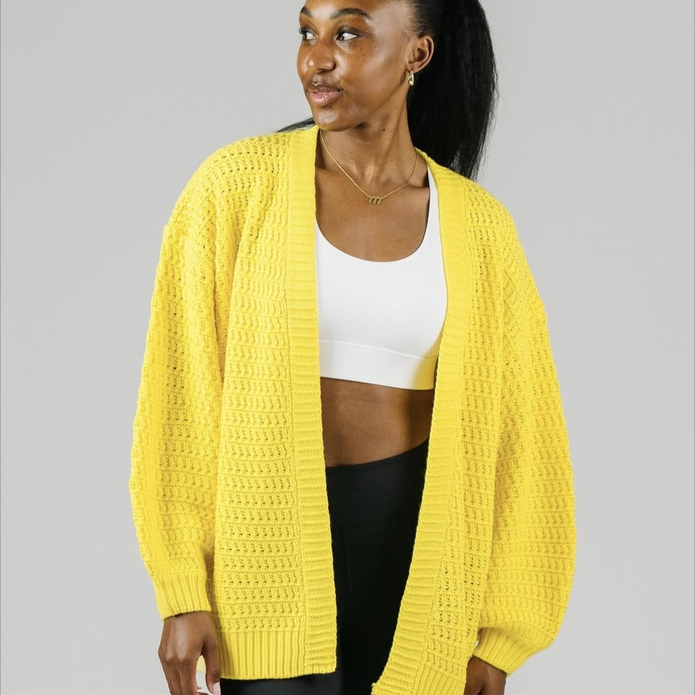 Yellow Open-Knit Women's Sweater